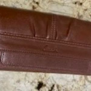 Brown Leather Coach Large Wallet with Button Closure